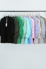 Open Blazer with Ruched Sleeves