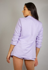 Open Blazer with Ruched Sleeves