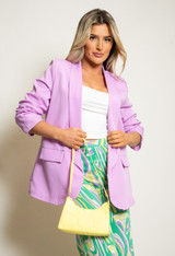 Open Blazer with Ruched Sleeves