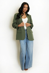Open Blazer with Ruched Sleeves