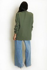 Open Blazer with Ruched Sleeves
