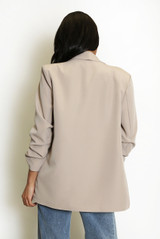 Open Blazer with Ruched Sleeves