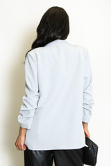 Open Blazer with Ruched Sleeves