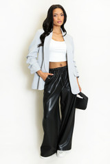 Open Blazer with Ruched Sleeves