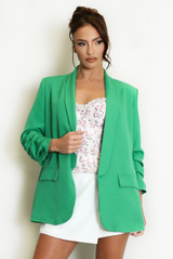 Open Blazer with Ruched Sleeves