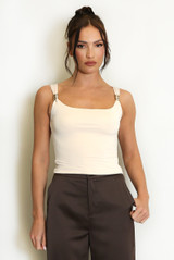 Metal Detail Square Neck Top