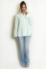 Cotton Blend Striped Blouse