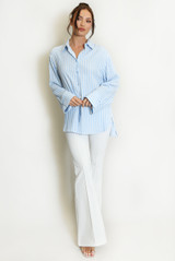 Cotton Blend Striped Blouse
