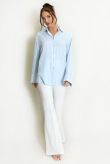Cotton Blend Striped Blouse
