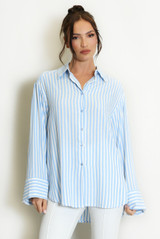 Cotton Blend Striped Blouse