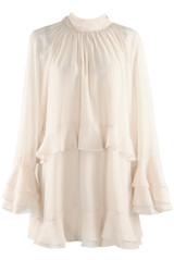Chiffon Long Sleeve Ruffle Dress