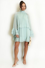 Chiffon Long Sleeve Ruffle Dress