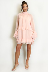 Chiffon Long Sleeve Ruffle Dress