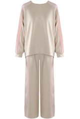 Contrast Stripes Sweatshirt and Wide Leg Trouser Set