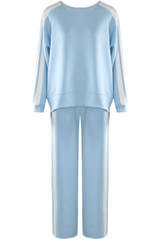Contrast Stripes Sweatshirt and Wide Leg Trouser Set