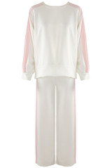 Contrast Stripes Sweatshirt and Wide Leg Trouser Set