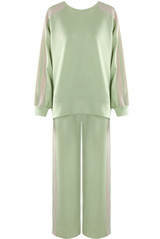 Contrast Stripes Sweatshirt and Wide Leg Trouser Set