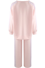Contrast Stripes Sweatshirt and Wide Leg Trouser Set