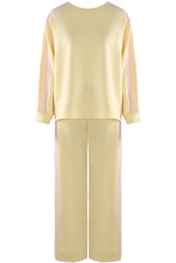 Contrast Stripes Sweatshirt and Wide Leg Trouser Set