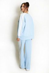 Contrast Stripes Sweatshirt and Wide Leg Trouser Set