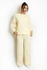 Contrast Stripes Sweatshirt and Wide Leg Trouser Set