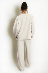 Contrast Stripes Sweatshirt and Wide Leg Trouser Set