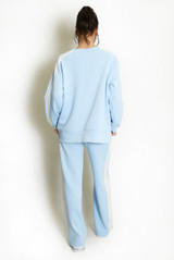 Contrast Stripes Sweatshirt and Wide Leg Trouser Set