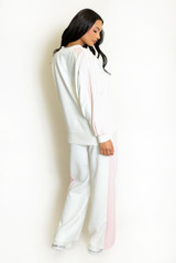 Contrast Stripes Sweatshirt and Wide Leg Trouser Set