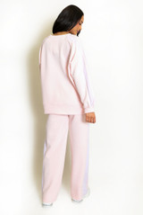 Contrast Stripes Sweatshirt and Wide Leg Trouser Set