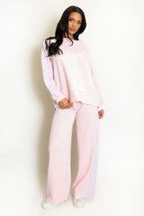 Contrast Stripes Sweatshirt and Wide Leg Trouser Set