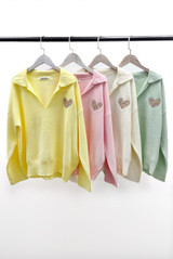 Embroidered Heart Jumper With Collar