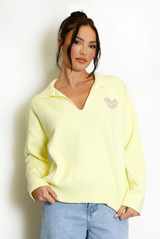 Embroidered Heart Jumper With Collar