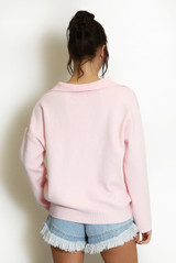 Embroidered Heart Jumper With Collar