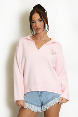 Embroidered Heart Jumper With Collar