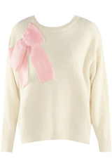Fluffy Knit Jumper With Bow 