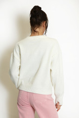 Fluffy Knit Jumper With Bow 