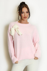 Fluffy Knit Jumper With Bow 