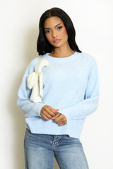 Fluffy Knit Jumper With Bow 