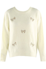 Fluffy Knit Jumper With Bow Motif 