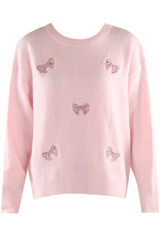 Fluffy Knit Jumper With Bow Motif 