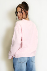 Fluffy Knit Jumper With Bow Motif 