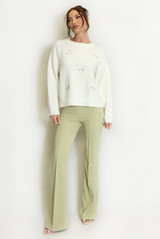 Fluffy Knit Jumper With Bow Motif 