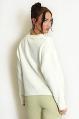 Fluffy Knit Jumper With Bow Motif 