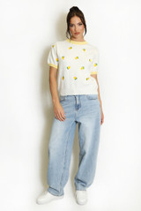 Embroidered Mini Lemon Short Sleeve Jumper