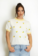 Embroidered Mini Lemon Short Sleeve Jumper
