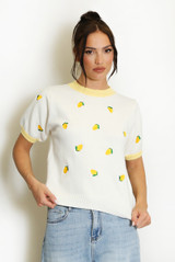 Embroidered Mini Lemon Short Sleeve Jumper