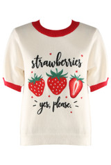 Embroidered Strawberry Short Sleeve Jumper