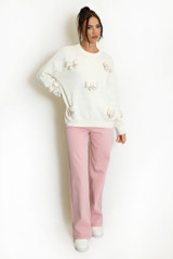 Diamante Padded Bow Jumper 
