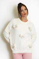 Diamante Padded Bow Jumper 