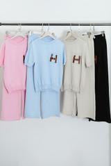 Soft Knit H Motif Jumper and Wide Leg Trouser Set